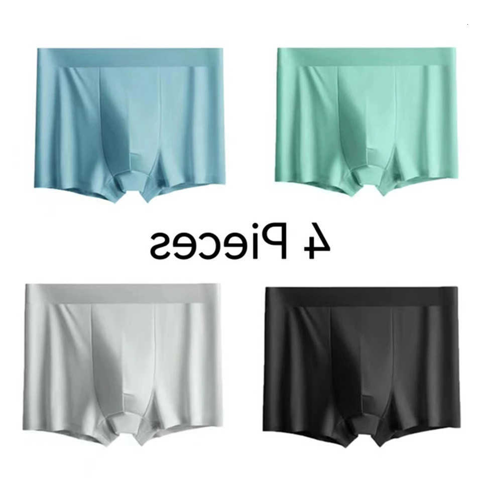 Color 4Pcs 4 Men's Boxers Mixing Men Boxer Shorts Underpants Ice Silk Smooth Cool Ventilate Fashion Fitness Sports Underwear D260918