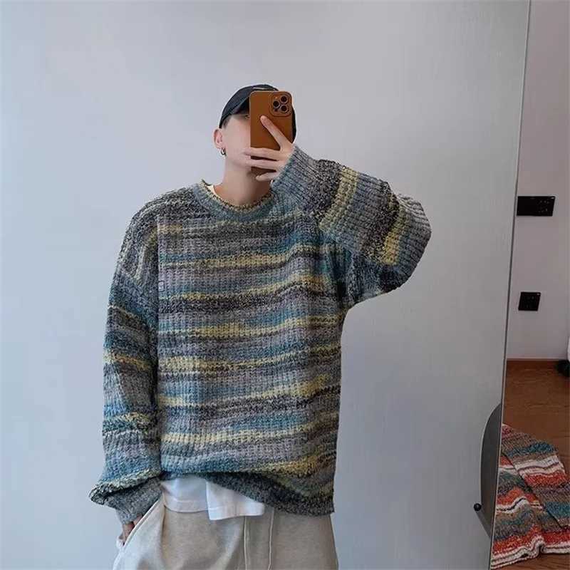 Spring Classic Color-Block Striped Knitted Sweater For Man Hip Hop Fashion Loose Pullovers Streetwear Y2K Vintage jersey hombre S260918MK4I
