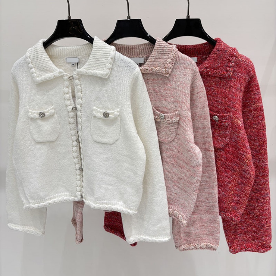 Girlish Youthful Knit Jackets For Women Designer Princess Style Pink Knit Cardigan Autumn Winter Birthday Party Versatile Cardigan Sweater