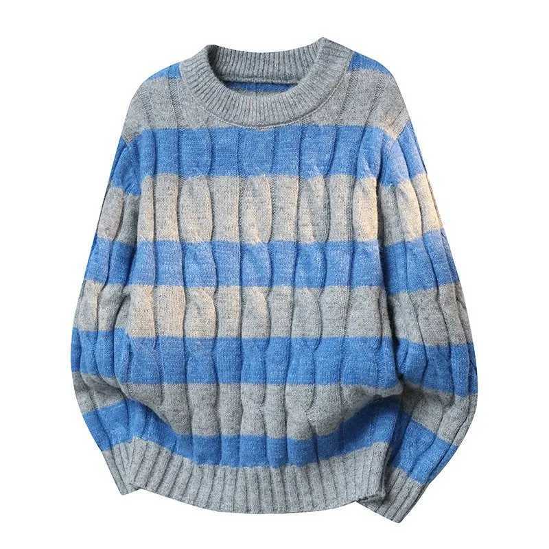 Men's Striped Knit Sweater M-XXXXL Oversized Casual Pullover Soft Comfortable Long Sleeve Top for Fall Winter Daily Wear S260918P9RE