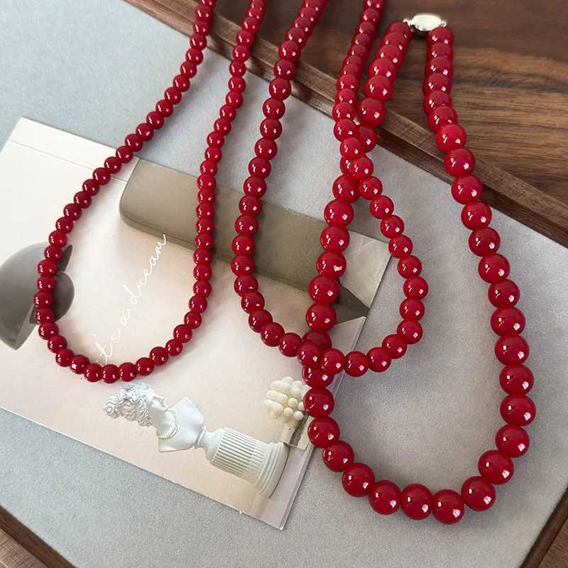 Statement Red Bead Necklace For Women New Fashion Charming Wedding Party Choker Collares New Year Christmas Gifts Q260916