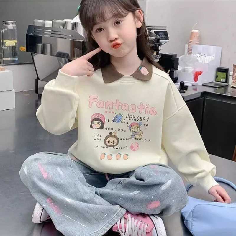 Fleece-Li Spring/Autumn New Girls' 2025 Crewneck Sweatshirt Doll Print Slish Bargain TopW260917