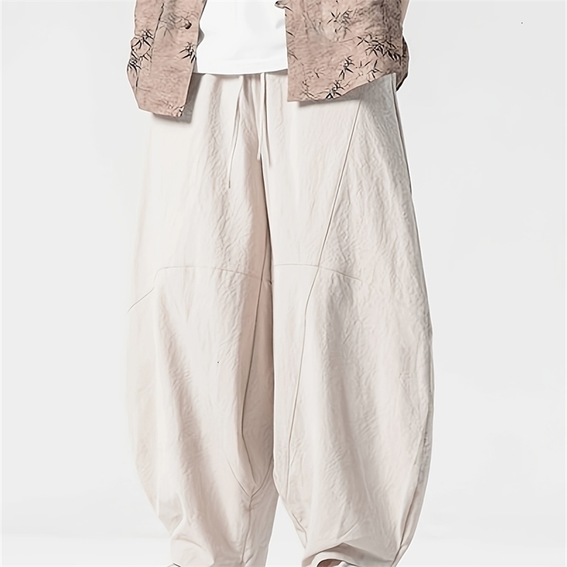 FGKKS Men's Pants Fashion Chinese Style Cotton Spring y Casual Loose Oversize Male Wide Leg Trousers 260917