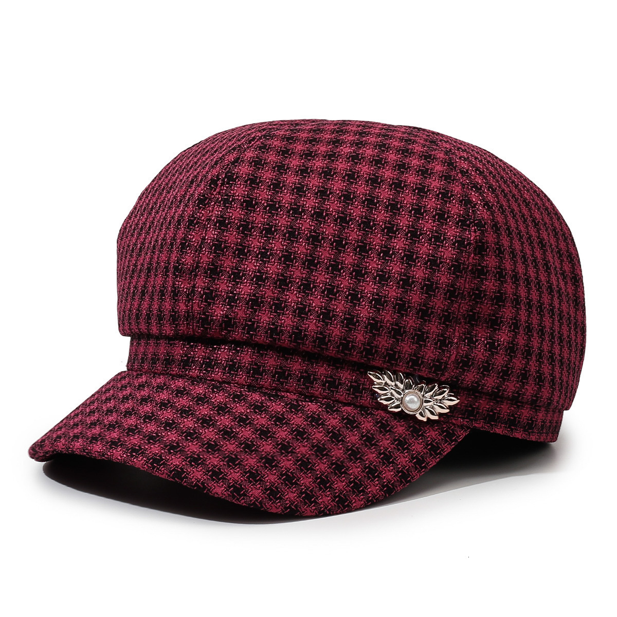 Mother's Duckbill Cap, Casual Middle-Aged Elderly Women, Ladies' For Grandma, Spring And Autumn Checkered Fabric Hat Luxury Cap Brand Desi