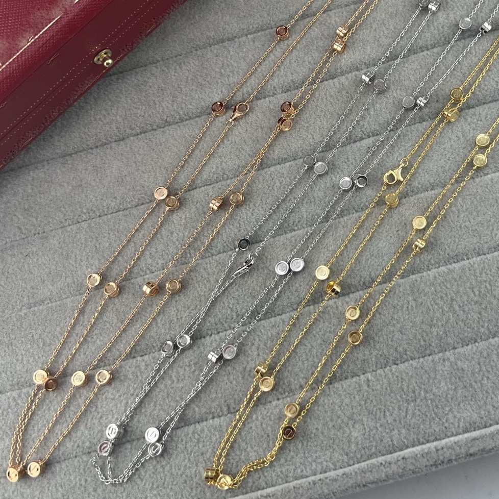 30 screws necklace stainless steel gold plated never fade Top quality pendant seal for women With box X022