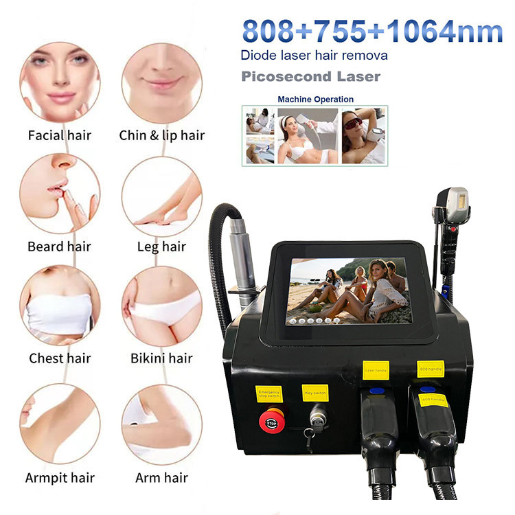 808nm Diode Lasers Hair Removal Machine Picosecond Tech Pico Laser Tattoo Remover Beauty Salon Use Equipment Cooling Head Painless Laser Face And Bo