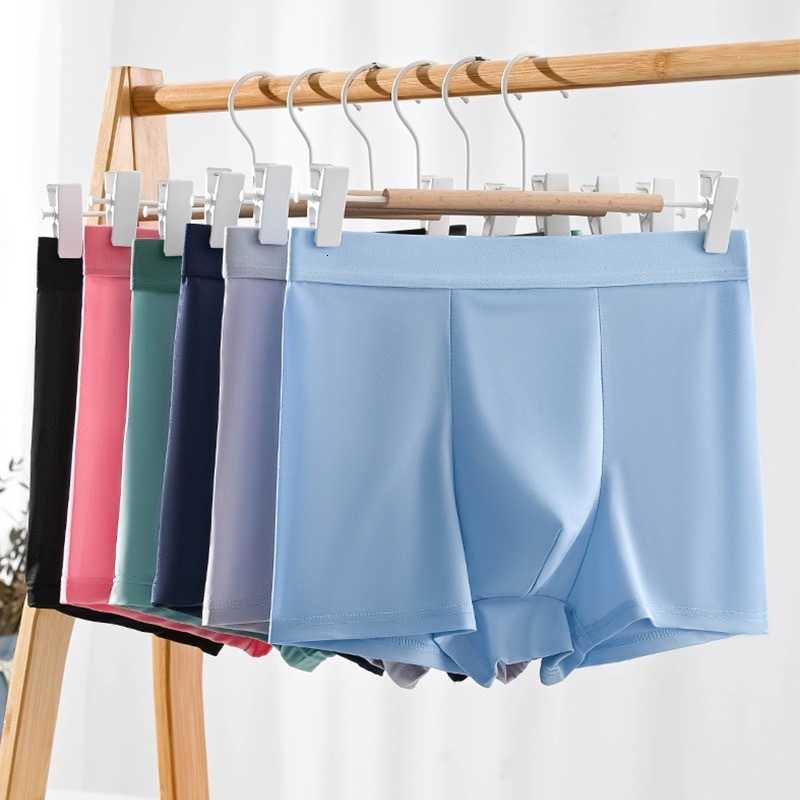 Silk Underpants Ice 4pcs Ultra-thinn Men Boxershorts Man Underwear Breathable Cool Large Size Men's Panties Male Seamless Flat Corner Short D26