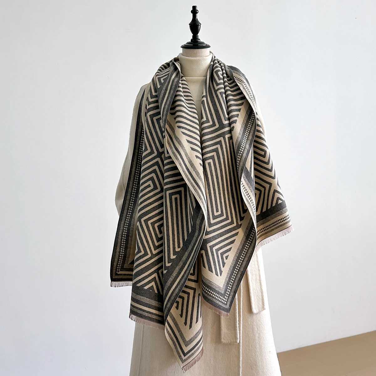 Elegant Women's Designer Pashmina Cashmere Scarf - Winter Warm Two-Sided Fringed Wrap Blanket Shawl X260917