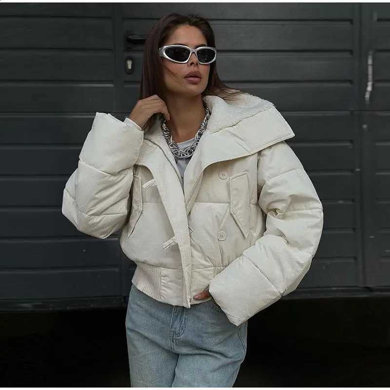 Women Turn-Down Collar Single Breasted Zippers Loose Thicken Coat Female Autumn Lady Outwears Casual Patchwork Short Coats H260917