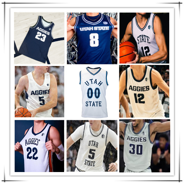Maillot de basket-ball MJ Collins Jr. Utah State Aggies Mason Falslev Karson Templin Kolby King Garry Clark Adlan Elamin Elijah Perryman Zach Kel