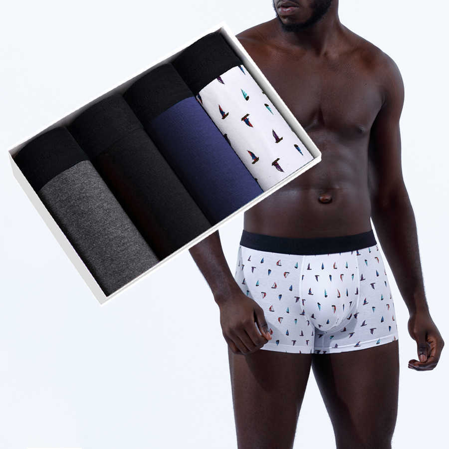 Men's Underpants 4pcs Panties Sexy Brand Underpants Mens Cotton Boxers for Man Underwear Print Men Boxer Shorts Gift Set D260918