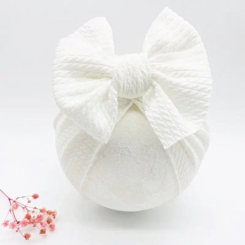Soft Warm Baby Hat Double Layer Bowknot Knit Beanie for Newborn Girls