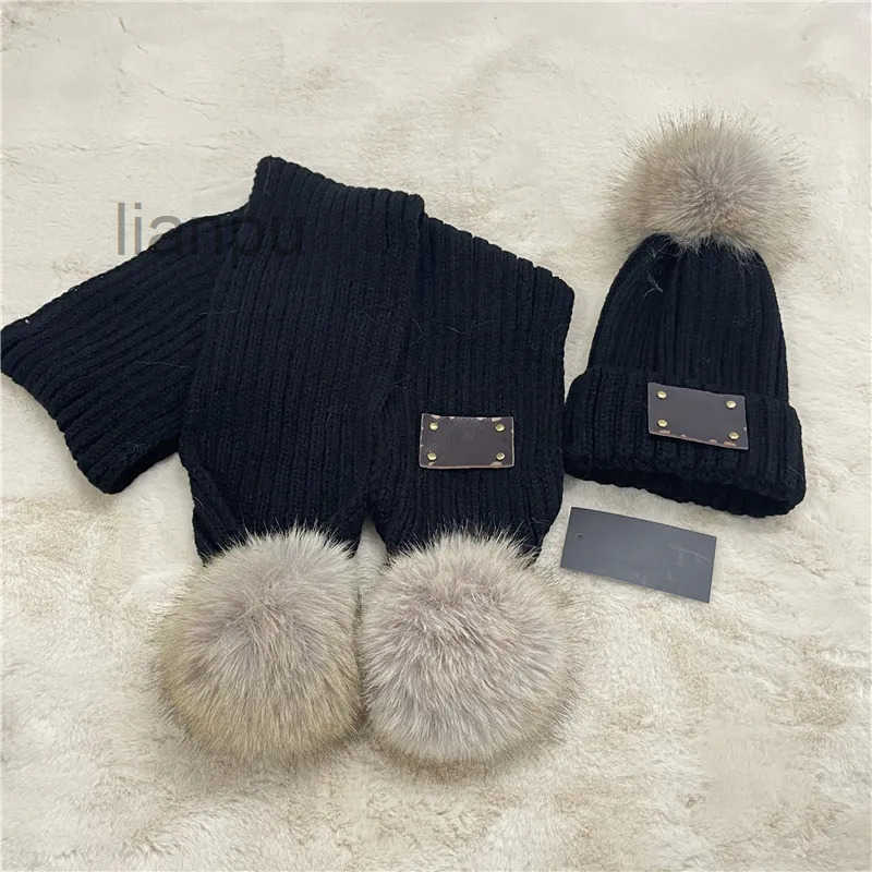Beanies Scarf Set Kids Designer Beanie Hat Warm Winter Skullies Kid Brand Caps Knit Children Hats Boys Girls Gorras Poms Bobble Hat Outdoor Suitable