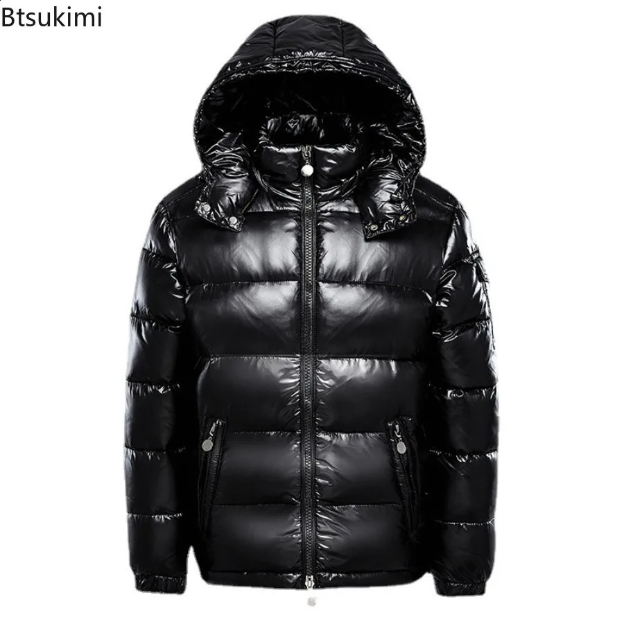 2026 Fashion Waterproof Short Cotton Jackets Men's Black Lightweight Snow Parkas High Quality Glossy Parkas Winter Jackets Male 260917