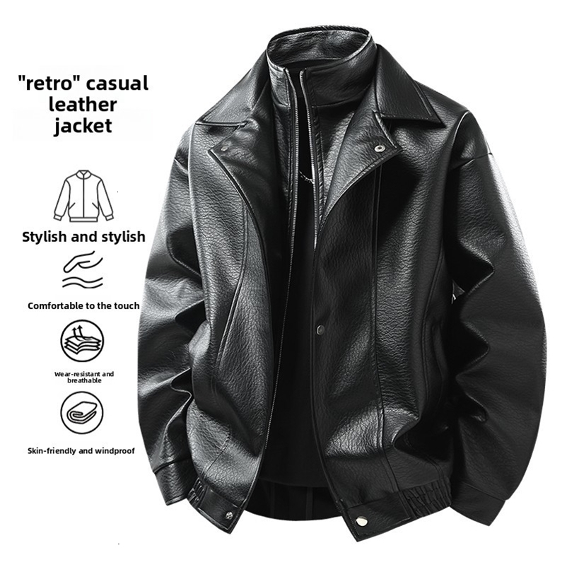 American-style retro spring leather jacket for men high-end couple's port style 260917