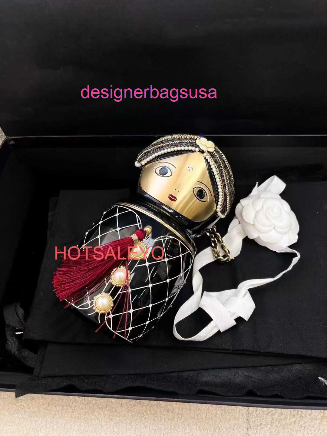 Luxury Designer Bag 2026 New Vintage Bombay Doll Bag Mini Handheld Evening Bag Camellia Pearl Acrylic Metal Women's Bag Yqtgood