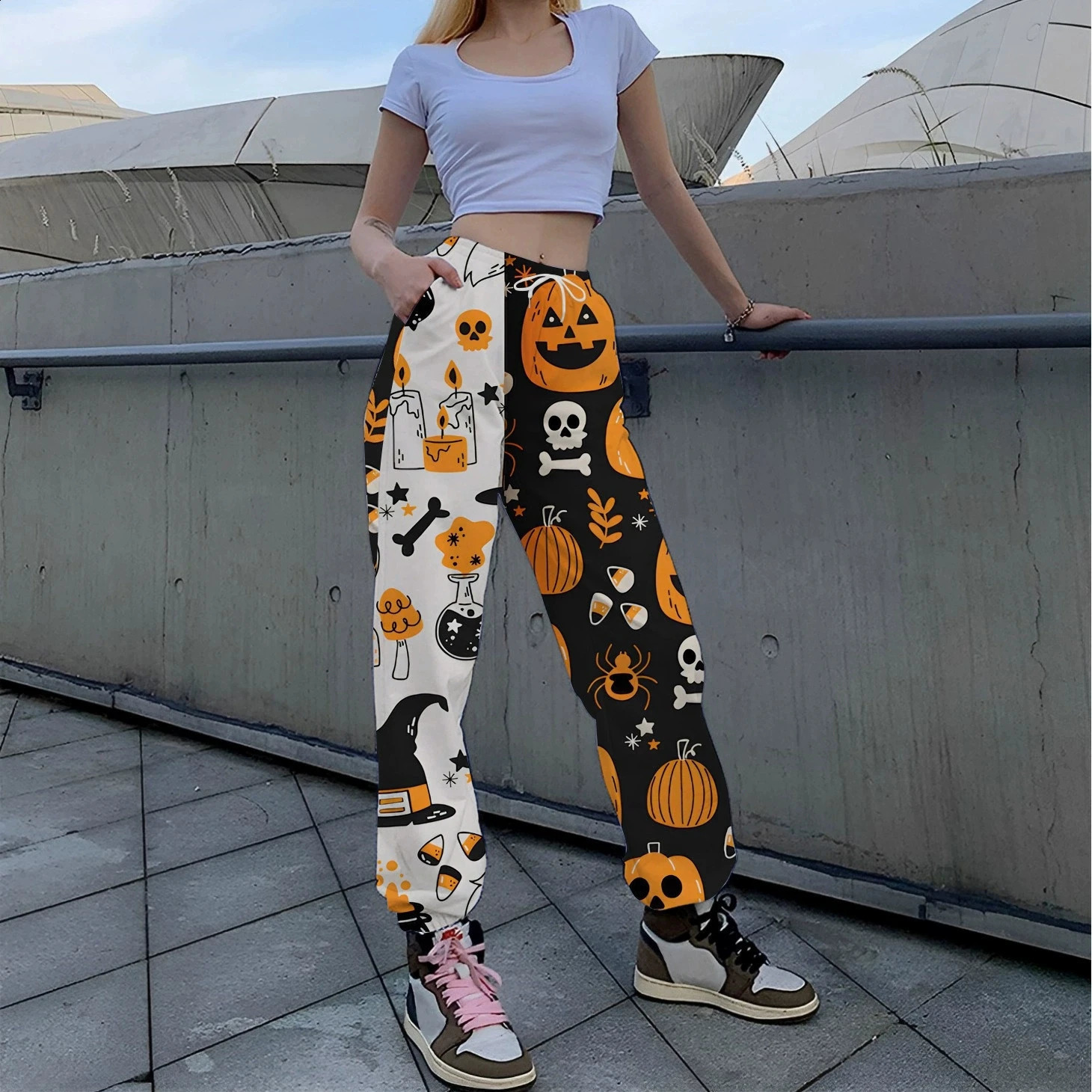 Womens Spring and Autumn Halloween Series Digital Print Loose Leg Sweatpants Fashion Trend Versatile Pants 260918
