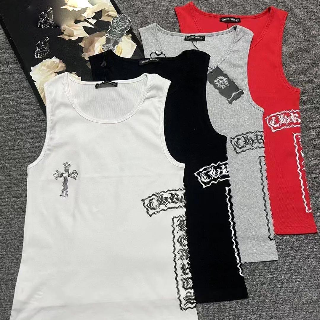 Chrome Designer Tank Top Womens Chrome Tank Sanskrit Print Luxury Cross Chrome Dress Shirts Embellished Sleeveless Fitted Streetwear