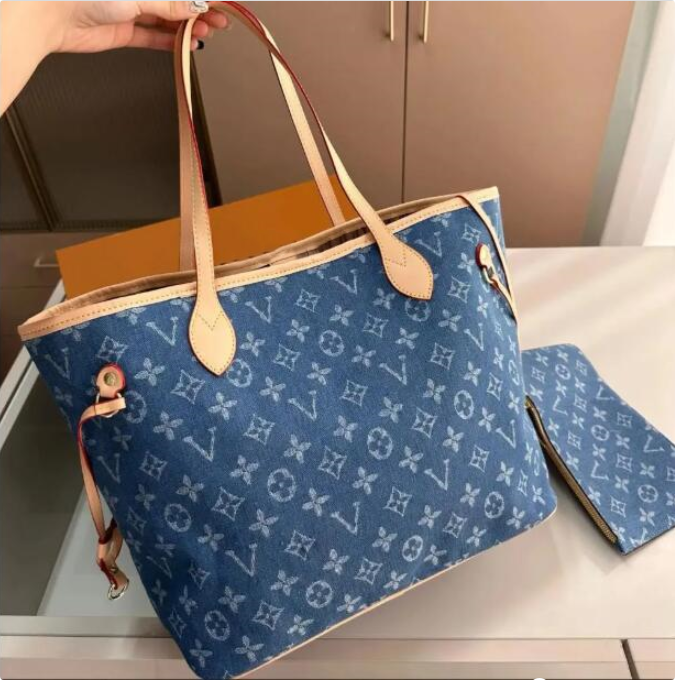 new hot luxurys designer bag denim tote bag women shoulder handbags maxi flap bag ladybags chain capacity shopping neverfulll mm best quality ladies