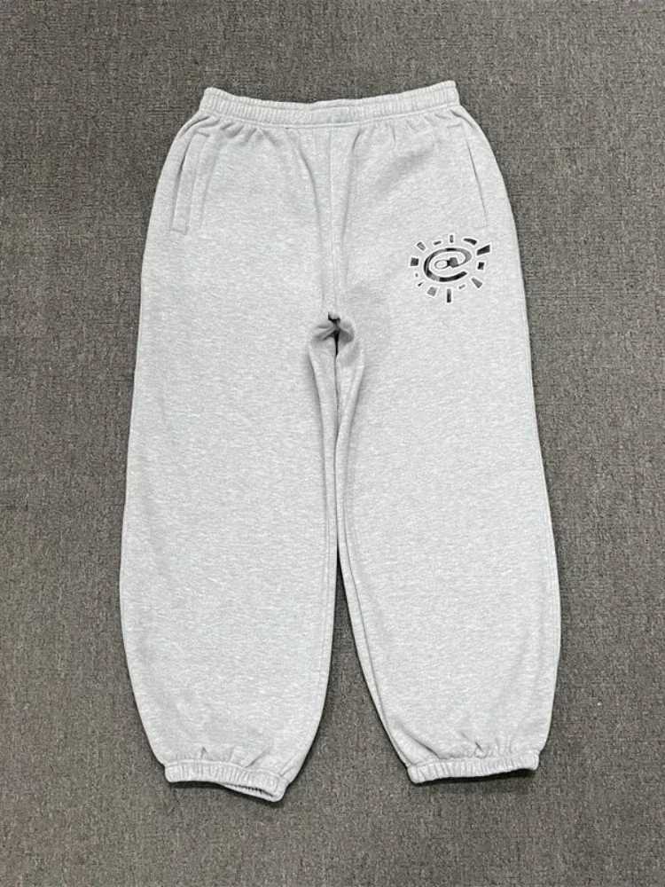 HOUZHOU Vintage Graphic Flce Sweatpants Women Casual Classic Gray Black Wide Leg Warm Trouser Thick Jogger Hip Hop Winter 2024 Q260917