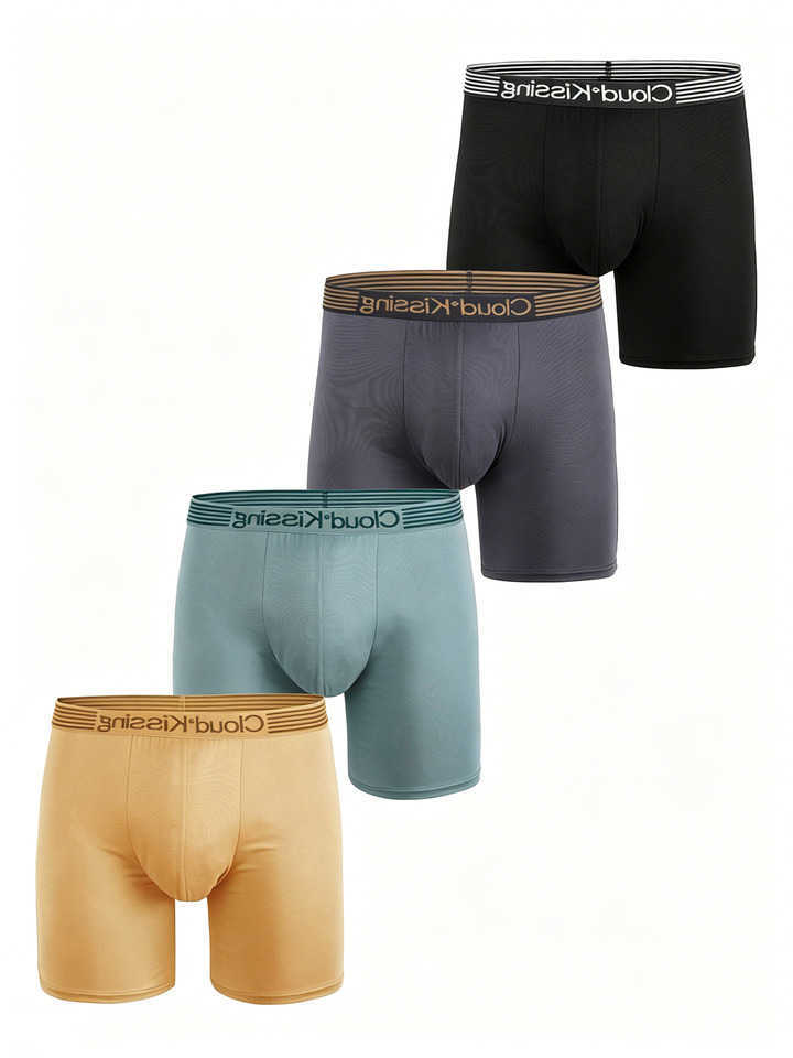 Style Underpants Long 4 Pieces Men Underwear Solid Color Men Boxer Shorts Plus Size L-4XL Fashionable Men Panties Casual Men's Shorts D260918