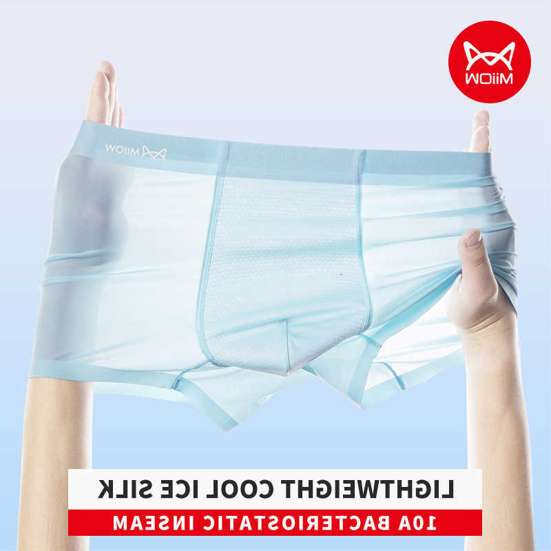 Silk Underpants Ice MiiOW 4Pcs Men's Panties 10A Antibacterial Mesh Mens Underwear Boxers Seamless Breathable Man Underpants Boxers Trunks D260