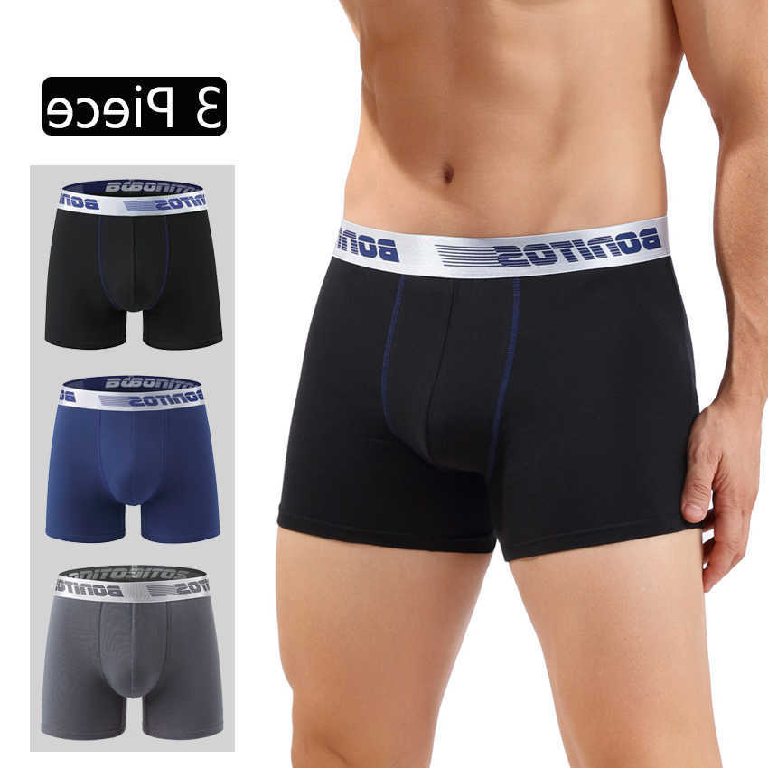 Cotton Pieces Underpants Men's 3 Panties BONITOS Letter Waistband Boxer Briefs Solid Color Boxers Underwear For Man Classic Men Underpants D260