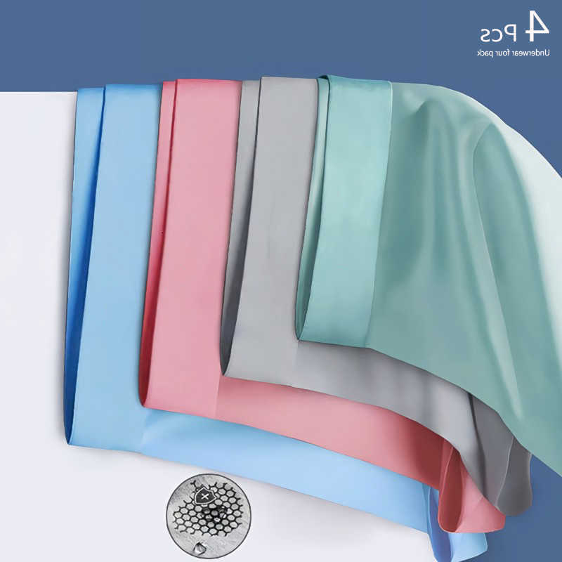 Ice Men Boxers Underpants 4Pcs/Lot Silk Man Underwear Boxer Graphene Men Underpants Breathable Men's Panties Ultrathin Underpanties Summer D260