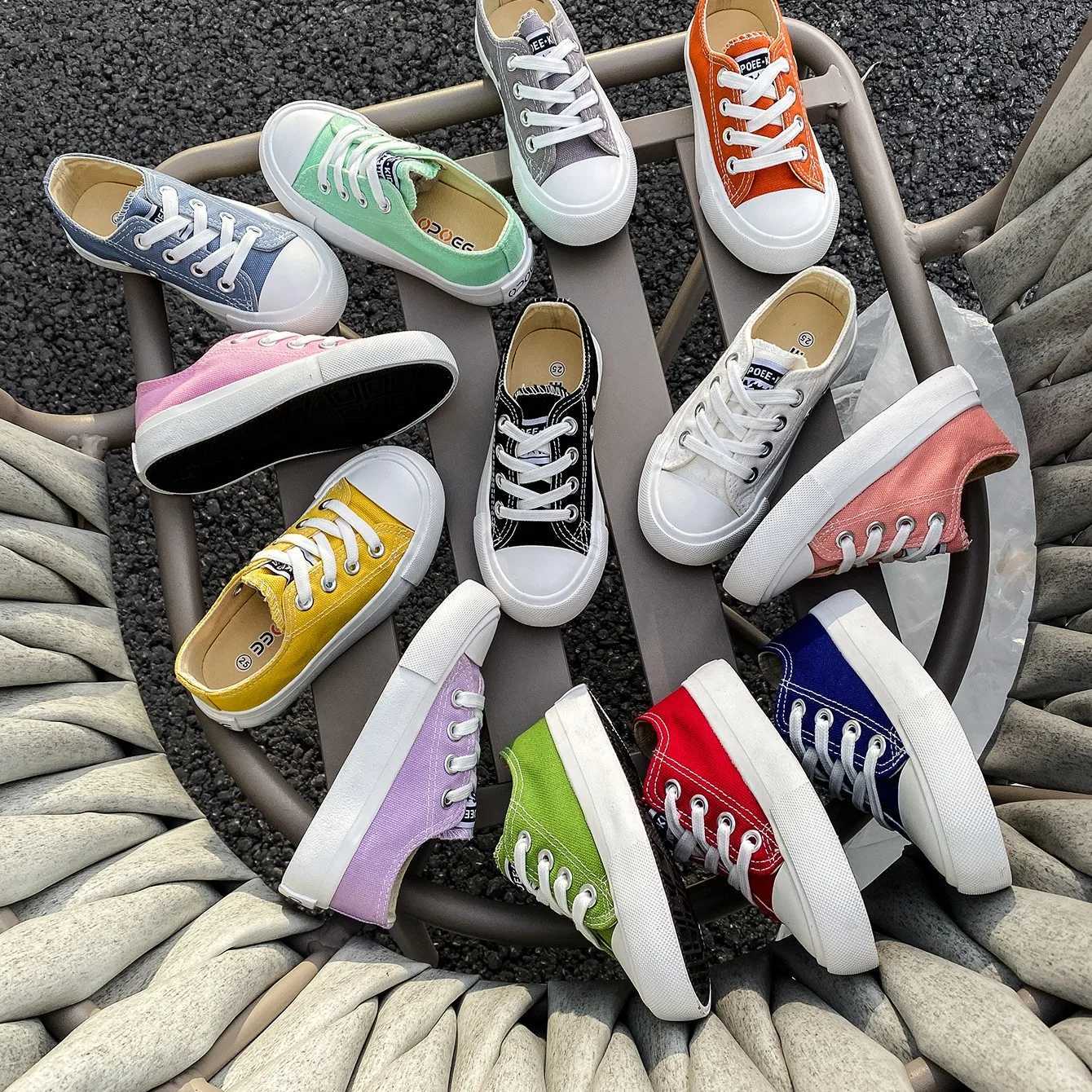 5058Fashionable Spring and Autumn Breathable Children's Canvas Shoes Soft Sole Boys and Girls' Shoes Versatile Children's Cloth Q2609