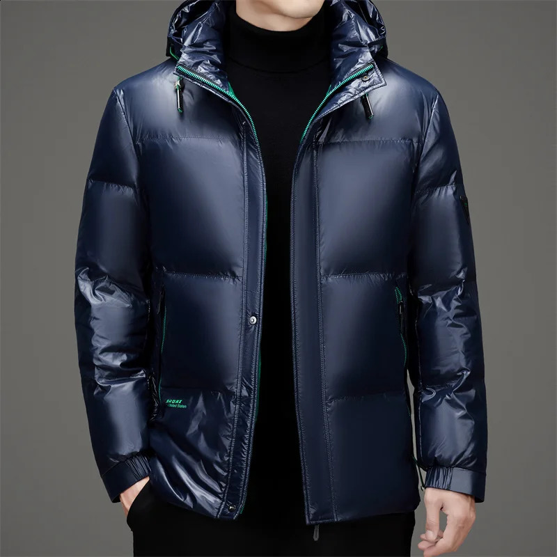 Men's Down Jacket Autumn Winter Solid Color Thickened Warm Outdoor Travel Hooded Coat Men's White Duck Down padded Clothing 260917