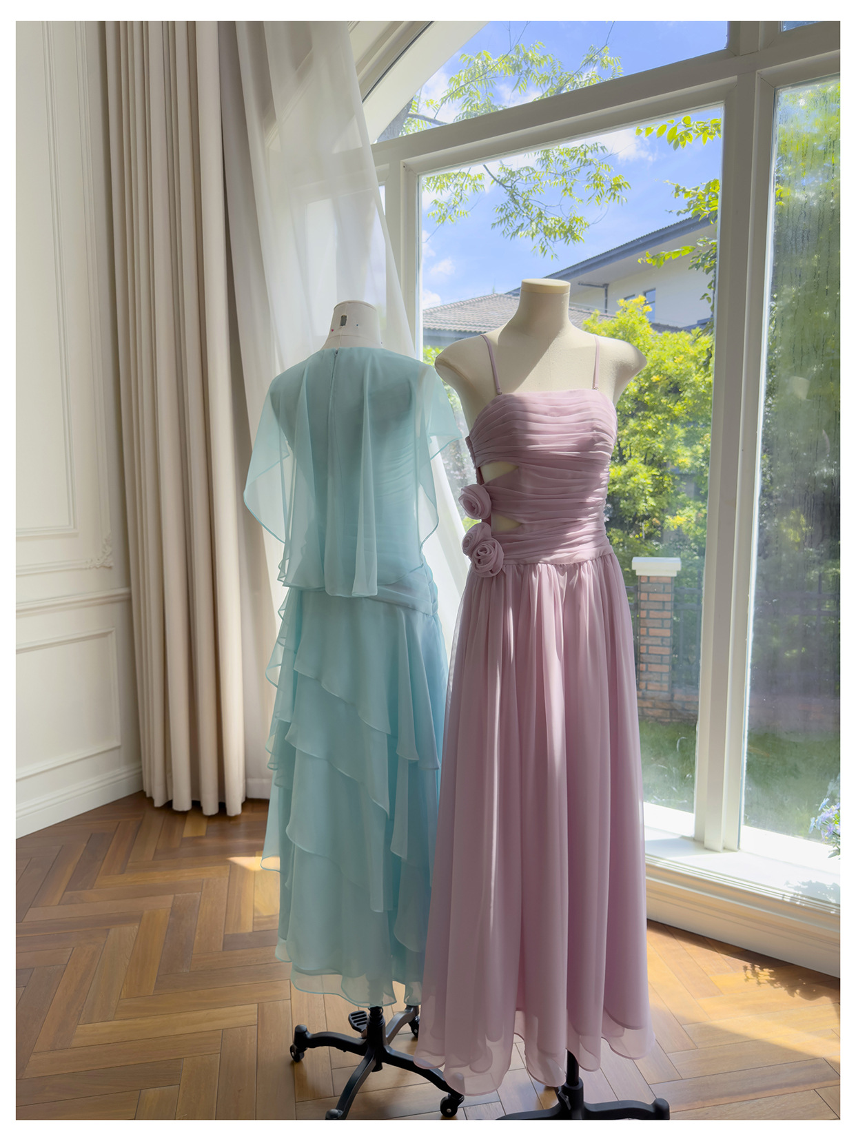 2026 Autumn Lavender Solid Color Panelled Dress Spaghetti Strap Square Neck Long Maxi Casual Dresses J6S179875 Haute Couture Check Size Chart Please