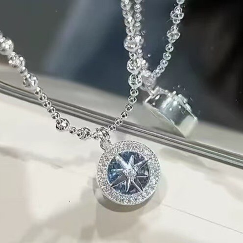 Compact stylish sparkling eight-pointed star silver Women's exquisite light luxury high-end fresh and sweet necklace wholesale