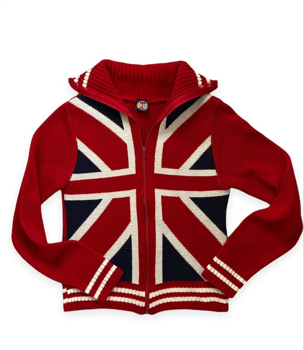 Star-striped cardigan sweater Y2K retro autumn and winter women's zipper stripes multifunctional top punk brother casual sweater 260917