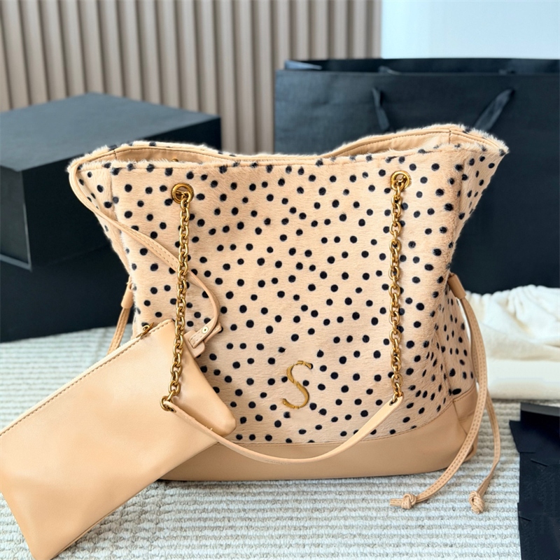 Woman Furry Evening Designer Bag Meduim Dot Tote Bags Single Shoulder Chain Bag Mommy Shopping Totes Luxury Handbag High Quality 2026