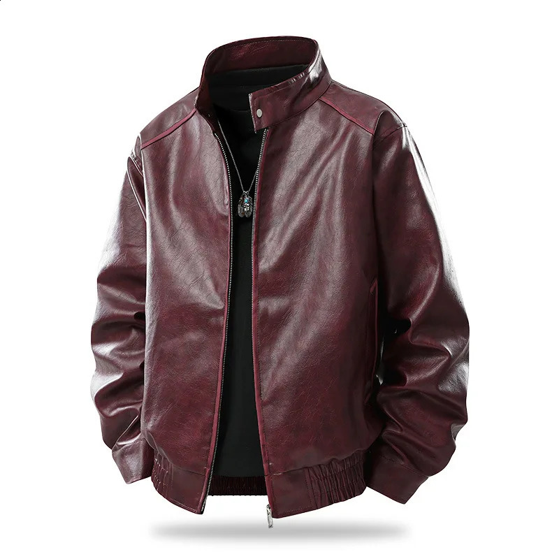 American Retro Pu Casual Leather Jackets Men Stand Collar Washed Fashion Motorcycles Jacket Male Spring Autumn Vintage Outwear 260917