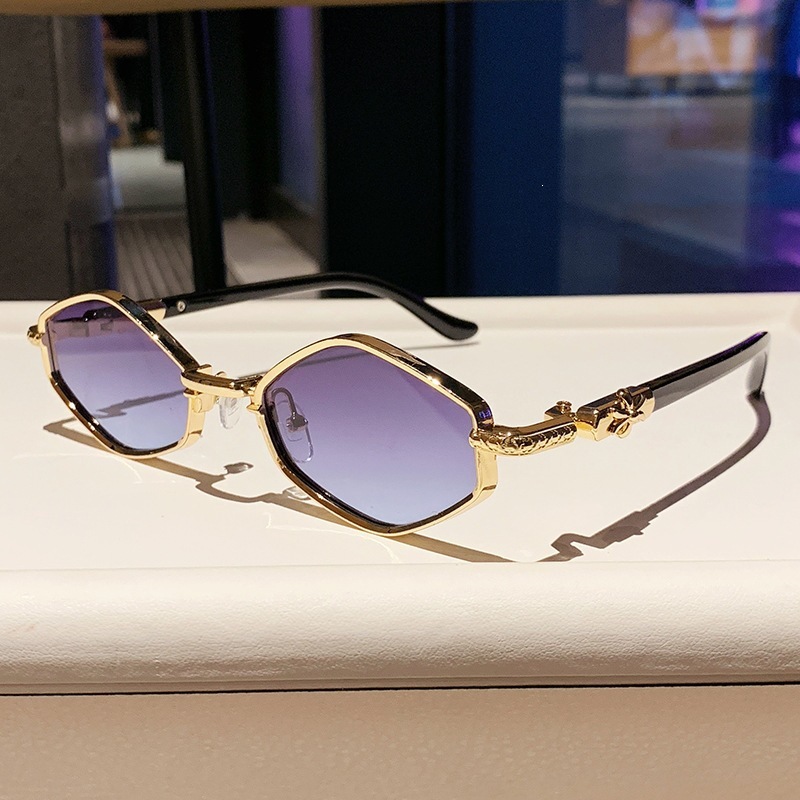 Premium Brand Designer Sunglasses New Stylish Metal Diamond-Shaped Sunglasses, Trendy Cross-Border European American Markets, Fashionable Unique Sun