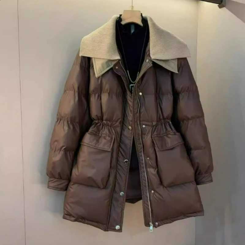 2026 Winter Fashionable Mid-length Lapel Down Cotton-padded Jacket for Women 300 Pounds Large Size Thickened Cotton-padded Coats H2609171