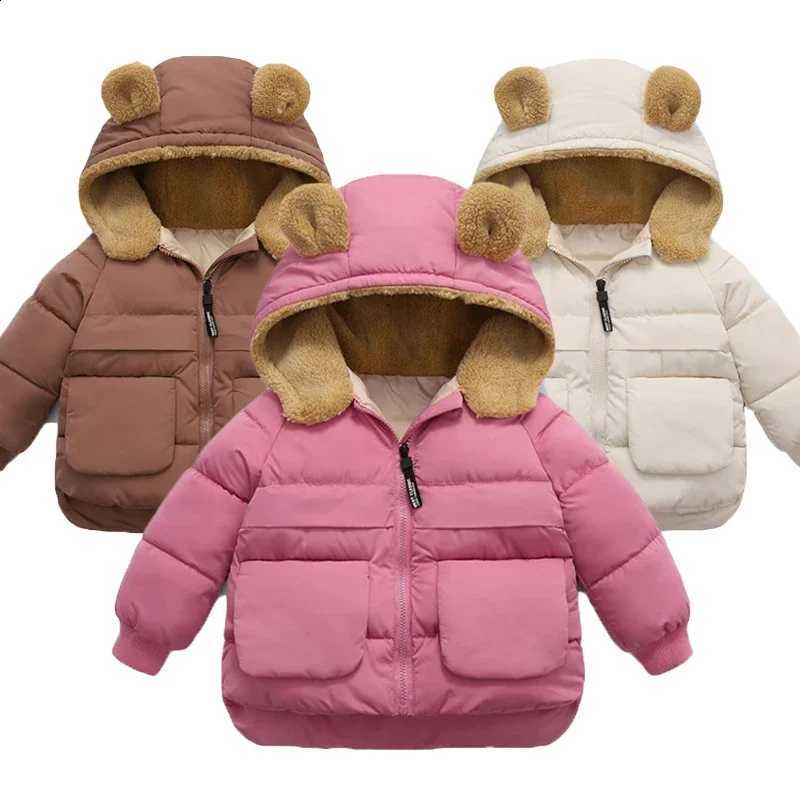 Autumn Winter Warm Outerwear Girl Boy Hooded Lamb Fleece Down Jackets Casual Jacket Children Clothes 2026 New Baby Thicken CoatsQ260917