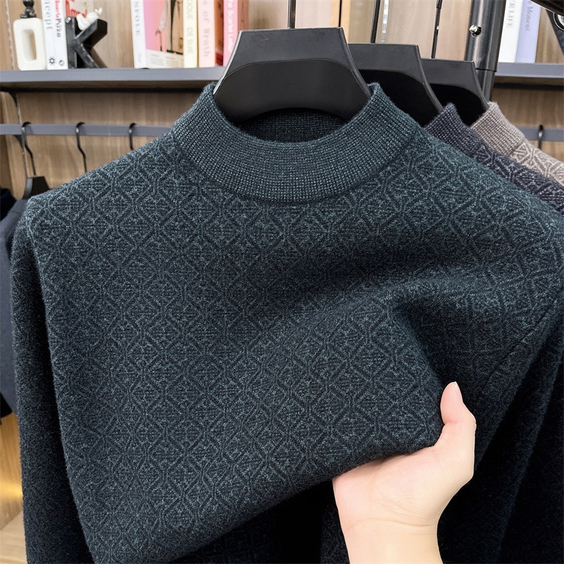 Luxury Brand Designer 2026 Autumn/Winter New Mid-Age And Young Men's Crew Neck Simple Casual Printed Long Sleeve Knitted Sweater Top Clothes 20