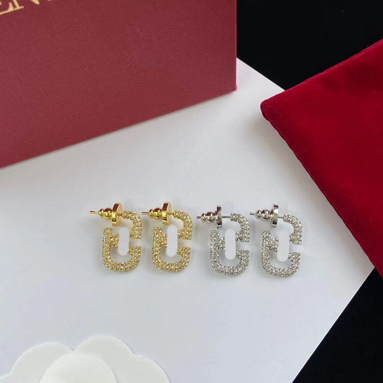 Chic 925 Silver Initial Stud Designer Womens Fashion Design Inlay Rhinestone Pearl Earring Trendy Party Banquet Jewelry Christmas Gifts