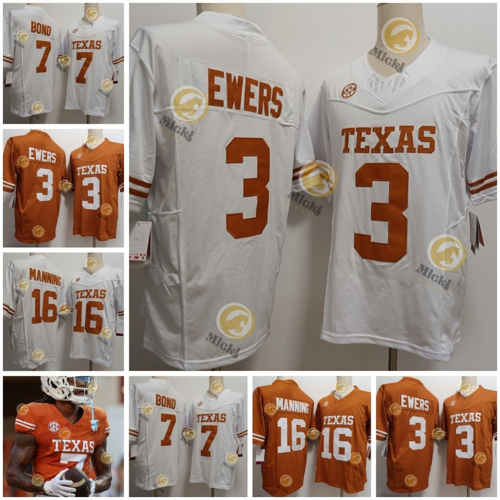 Mens Quinn Ewers Arch Manning football 2025 Peach Bowl jerseys Stitched Isaiah Bond TexasLonghorns Jersey College