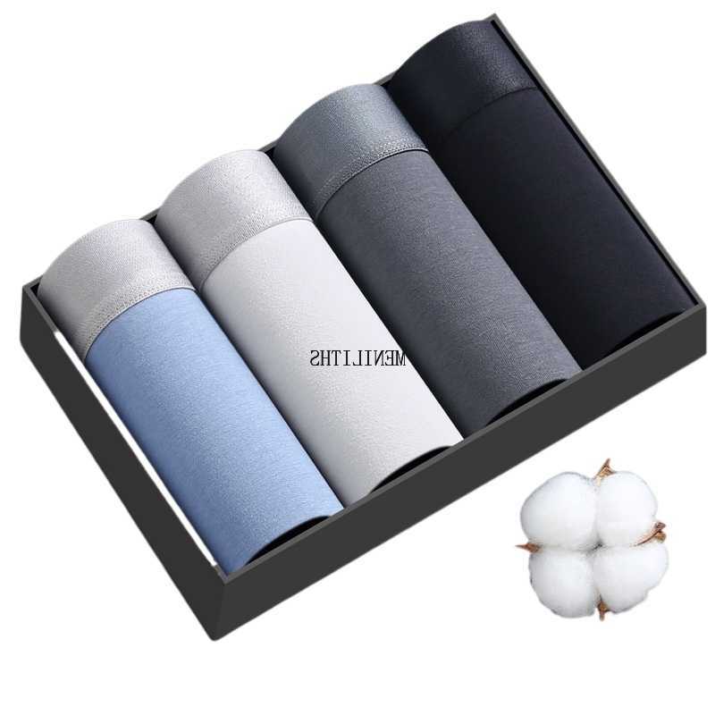 Men's Underpants Shorts 4Pcs Boxer Underwear Panties Cotton Breathable Boxers Man Underpants Male Shorts Men's Cotton antibacterial boxers