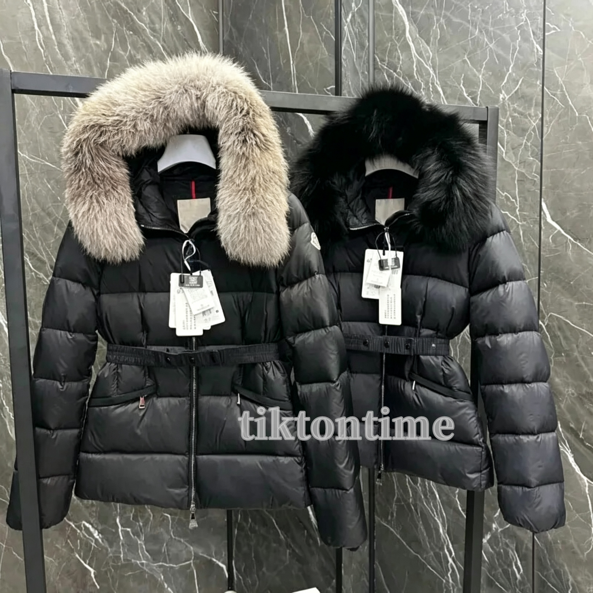 Designer Womans coat women jacket winter boed short down jackets fur coats real raccoon hair collar Puffer jacket women parka with belt lady cotton