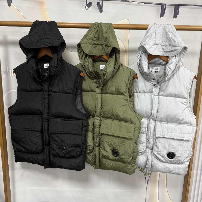 Hooded Cotton Padded Vest Men Women Warm Sleeveless Jacket Streetwear Casual Waistcoat with Pockets Winter Outerwear Size S-XL