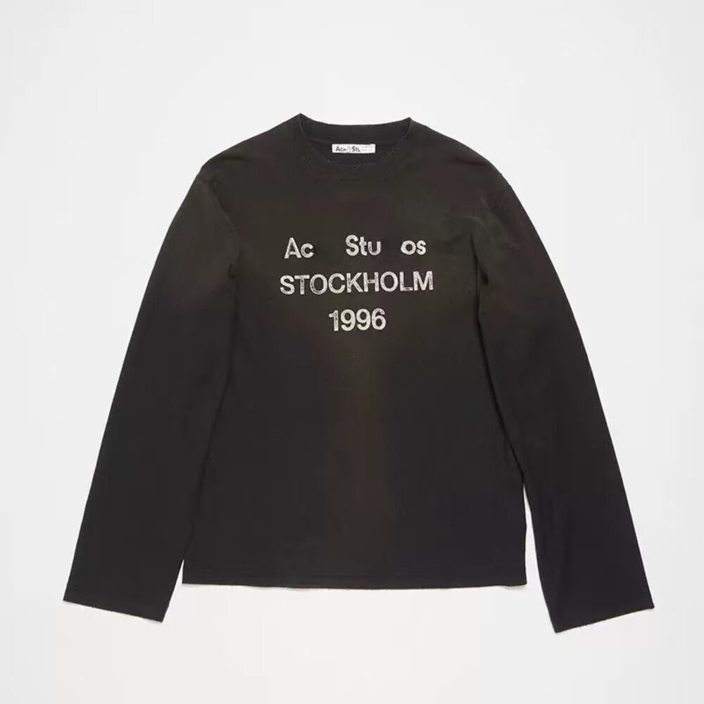 Acned Studio Long Sleeve Women Designer Hoodie High Quality Round Neck Retro Letter Print Autumn Men Clothes Shirt Washed Styles Breathable Acneshir
