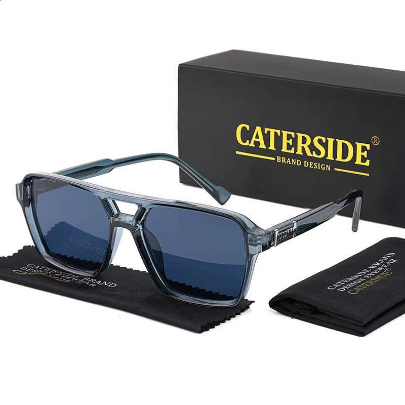 Men CATERSIDE Sunglasses Fashion Punk Square Frame Flat Top Double Bridge High Quality Sun Glasses Women Party Festival Gifts N260814