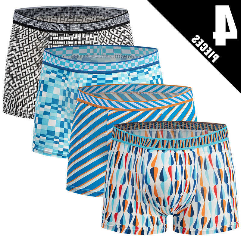 Men's Set Of Underpants 4-piece Underwear Youth Ice Silk Quick Drying Comfortable And Casual Plus Size Beach Flat Corner Pants Trendy D260918