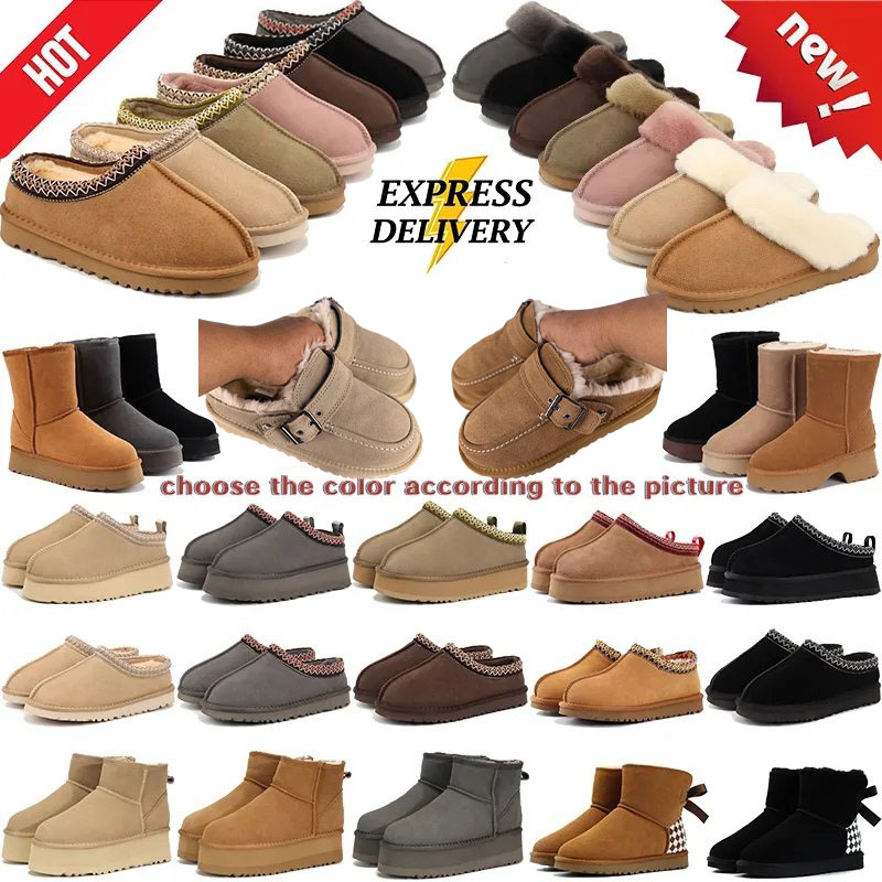 Women Goldenstar Evelina Clog Tazz Slippers tasman fur Designer Shoesslides boot sandals classic ultra mini platformboot Suede Shearling Disquette S