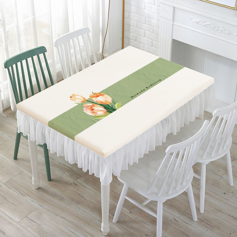 YL-39205 Custom Cream Style Tablecloth Rectangular Oil Proof Waterproof and Maintenance Free Wipe Clean Minimalist New Design