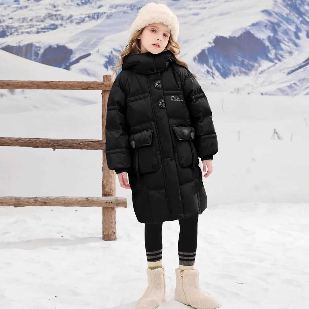 Hooded Winter Warm Girls Long Zip Crystal Buttons Puffer Jackets School Kids Thick Coat Top Children Outfit Windbreaker 5-16 YrW260917